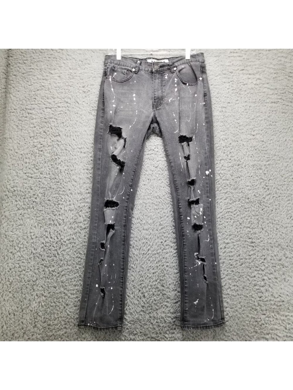 Reason Jeans Mens 32x32 Black Nomad Splattered Distressed Stretch Skinny *Read*